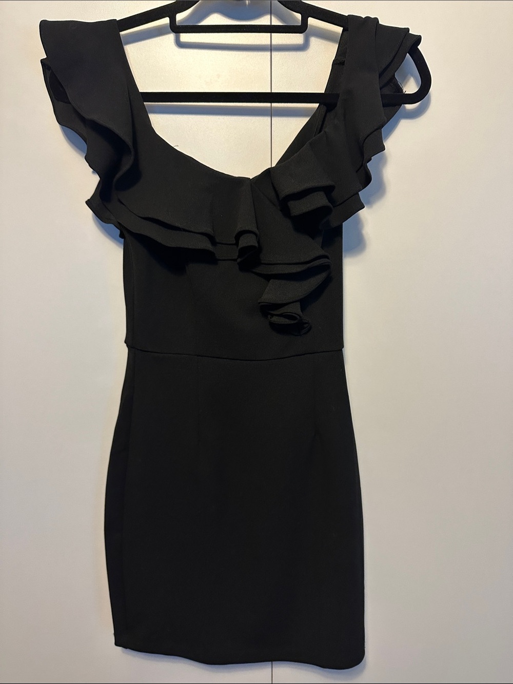 Lulu's Black Ruffle Sheath Dress